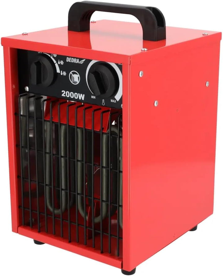 DEDRA Elektrische Heizlüfte – 1000W / 2000W, Thermostat, Überhitzungsschutz, 3 Betriebsmodi, Tempera