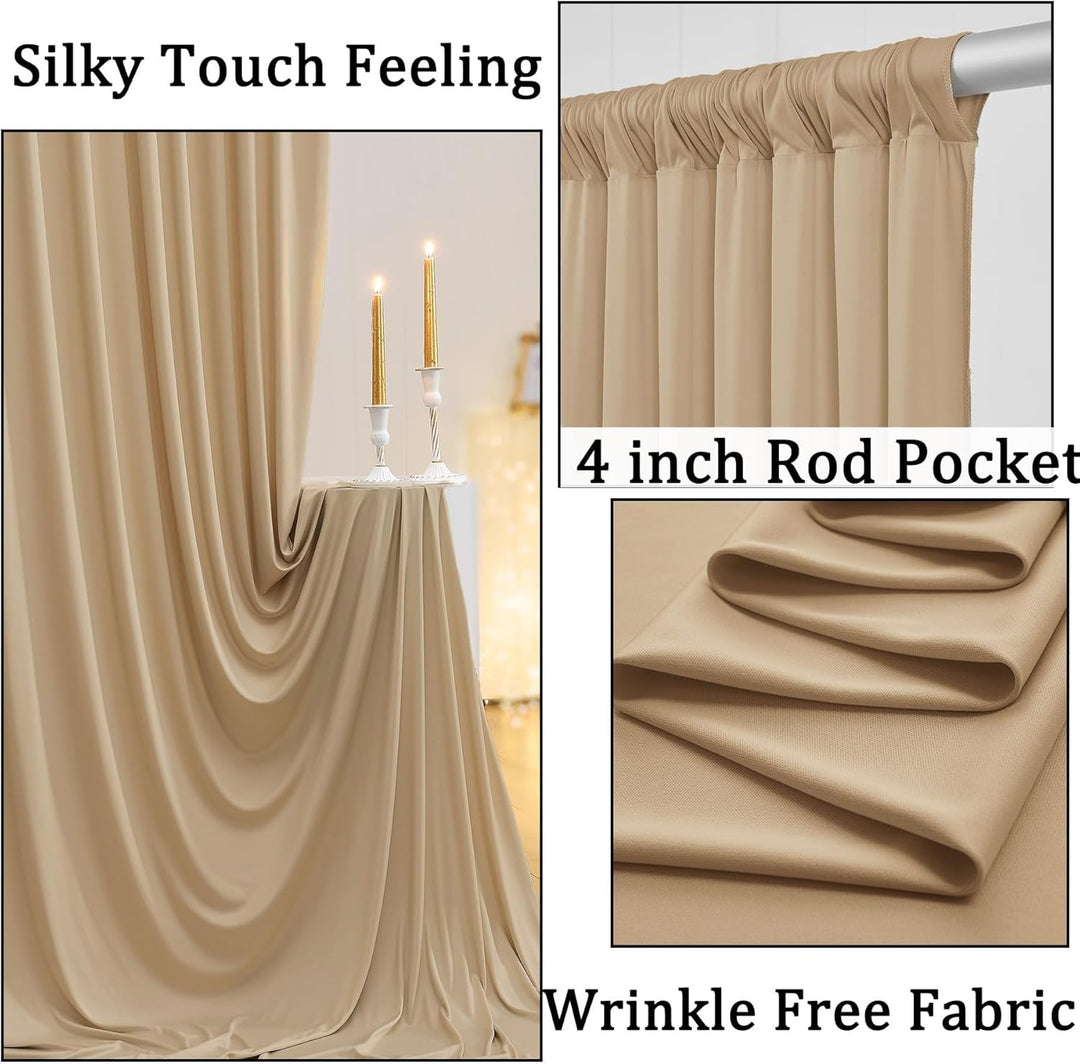3x3 m Beige Vorhang für Kulissen, Party-Hintergrund Vorhang Beige Hochzeit Hintergrund, Polyester Be