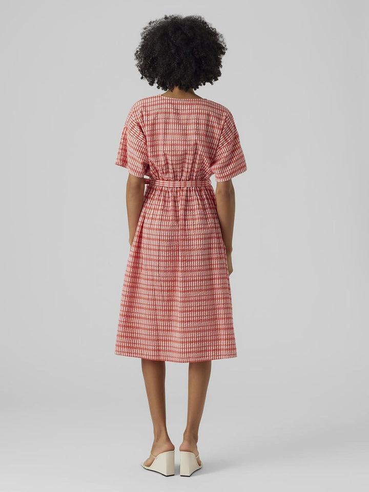 VERO MODA Female Kleid VMDIXIE Langes Kleid M Bittersweet/Checks:snow White, M Bittersweet/Checks:sn