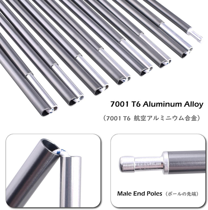 TRIWONDER 2 Stück Zeltstange, Alu Zeltstange Reparatur Set, Aluminium Tarp Pole Tarpstange, Aufstell