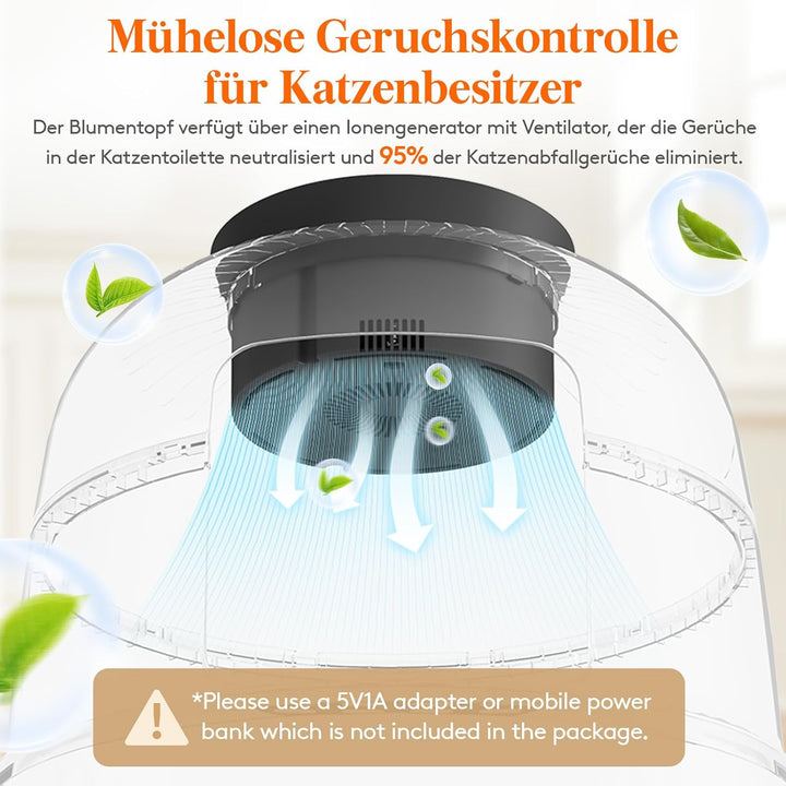Lifewit Katzenklo Blumentopf mit Pflanze & Schaufel, Katzenklo Versteckt mit Geruchsbeseitigung, Inf