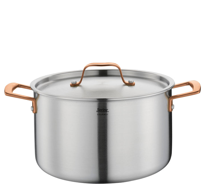 Spring Kochtopf GOURMET, mehrschichtiger Topf mit Deckel aus Edelstahl, backofengeeignet, mit Innens
