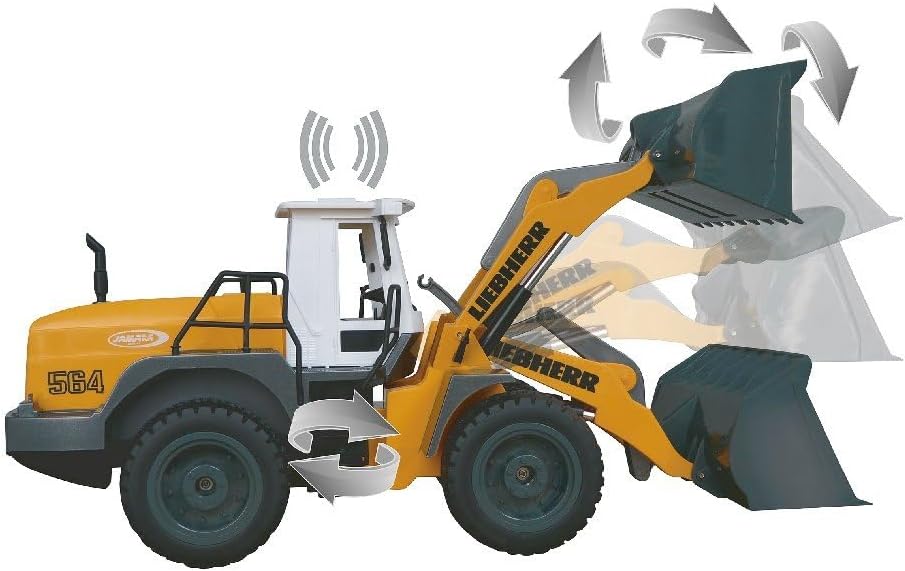 JAMARA 405007 - Radlader Liebherr 564 1:20 2,4G - Schaufel heben/senken/abkippen, realistischer Moto