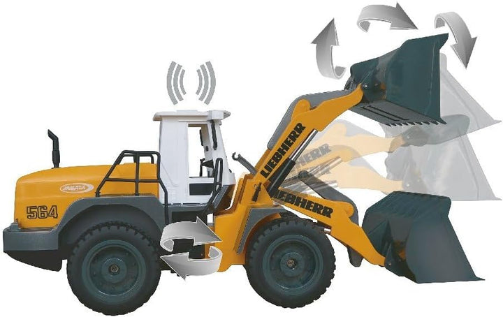 JAMARA 405007 - Radlader Liebherr 564 1:20 2,4G - Schaufel heben/senken/abkippen, realistischer Moto