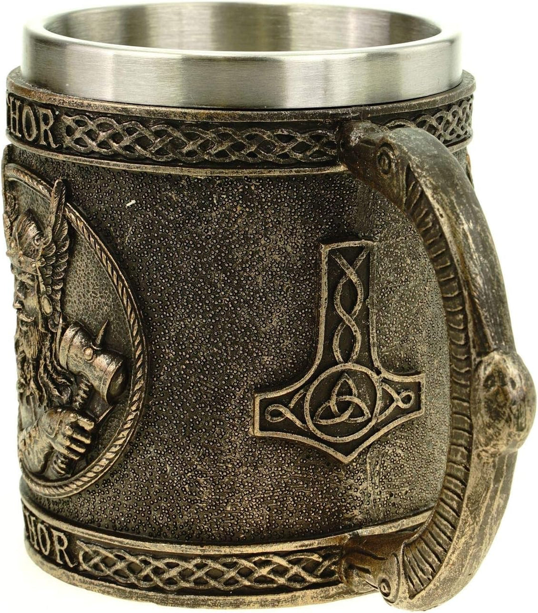 Vogler 816-932 Wikinger Krug Thor mit Metalleinsatz Becher Odin Nordmänner