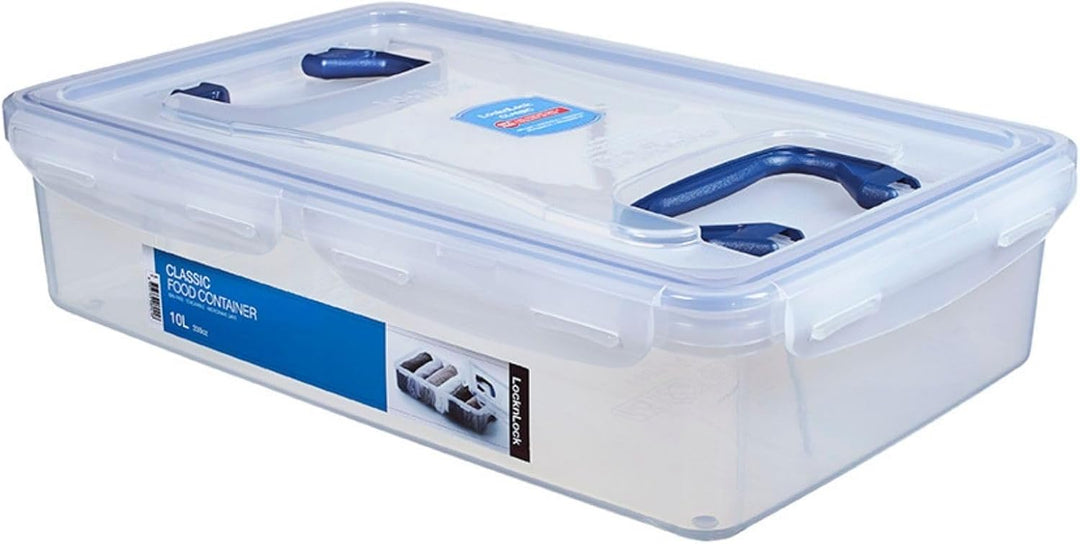 LocknLock PP CLASSIC Aufbewahrungsbox mit Deckel und Griffen | 10 L, 456 x 300 x 110 mm | 100 % Luft