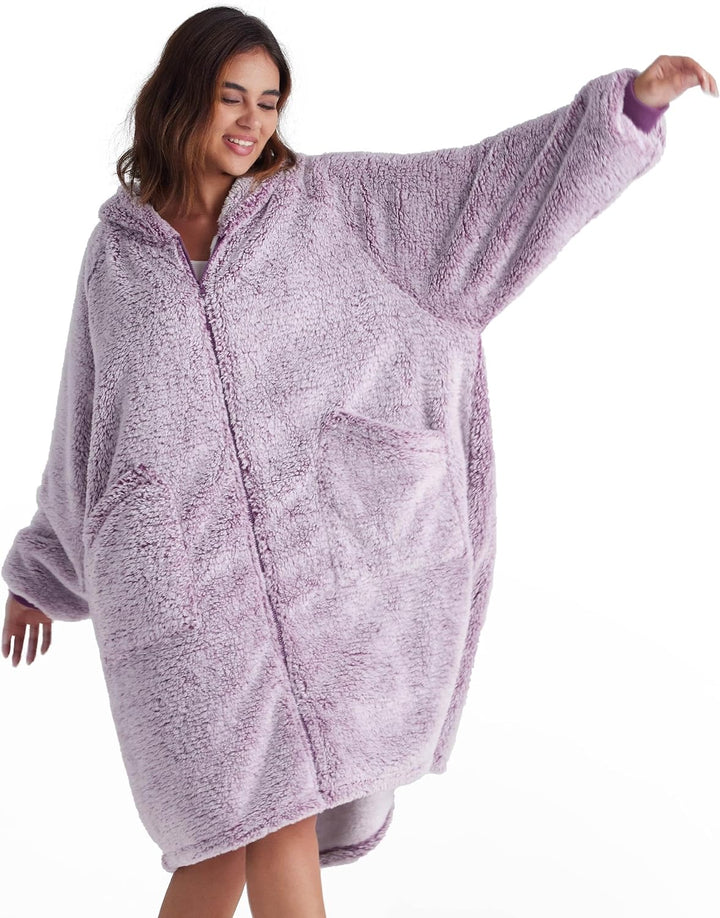 BEDSURE Hoodie Decke mit Ärmeln-Sherpa Kuscheldecke mit Ärmeln Kuschelpullover Tragbare Decke Hoodie