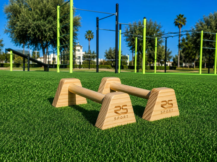 RS SPORT Calisthenics, Parallele aus Holz, niedrige Paralletten, Paralleline, Calisthenics, Push Up