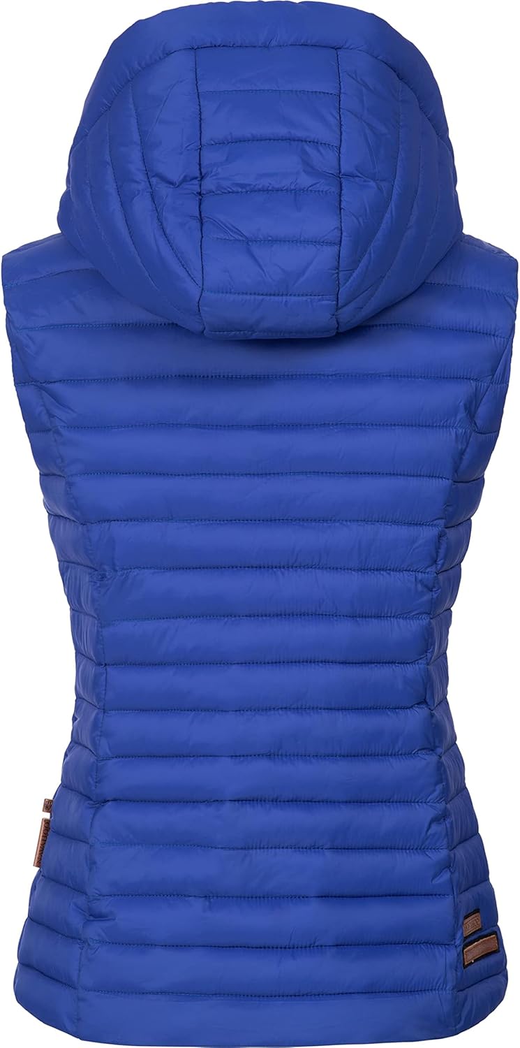 Navahoo Damen Übergangsjacke leichte Steppweste mit Abnehmbarer Kapuze Shadaa XS-3XL XS Blau, XS Bla