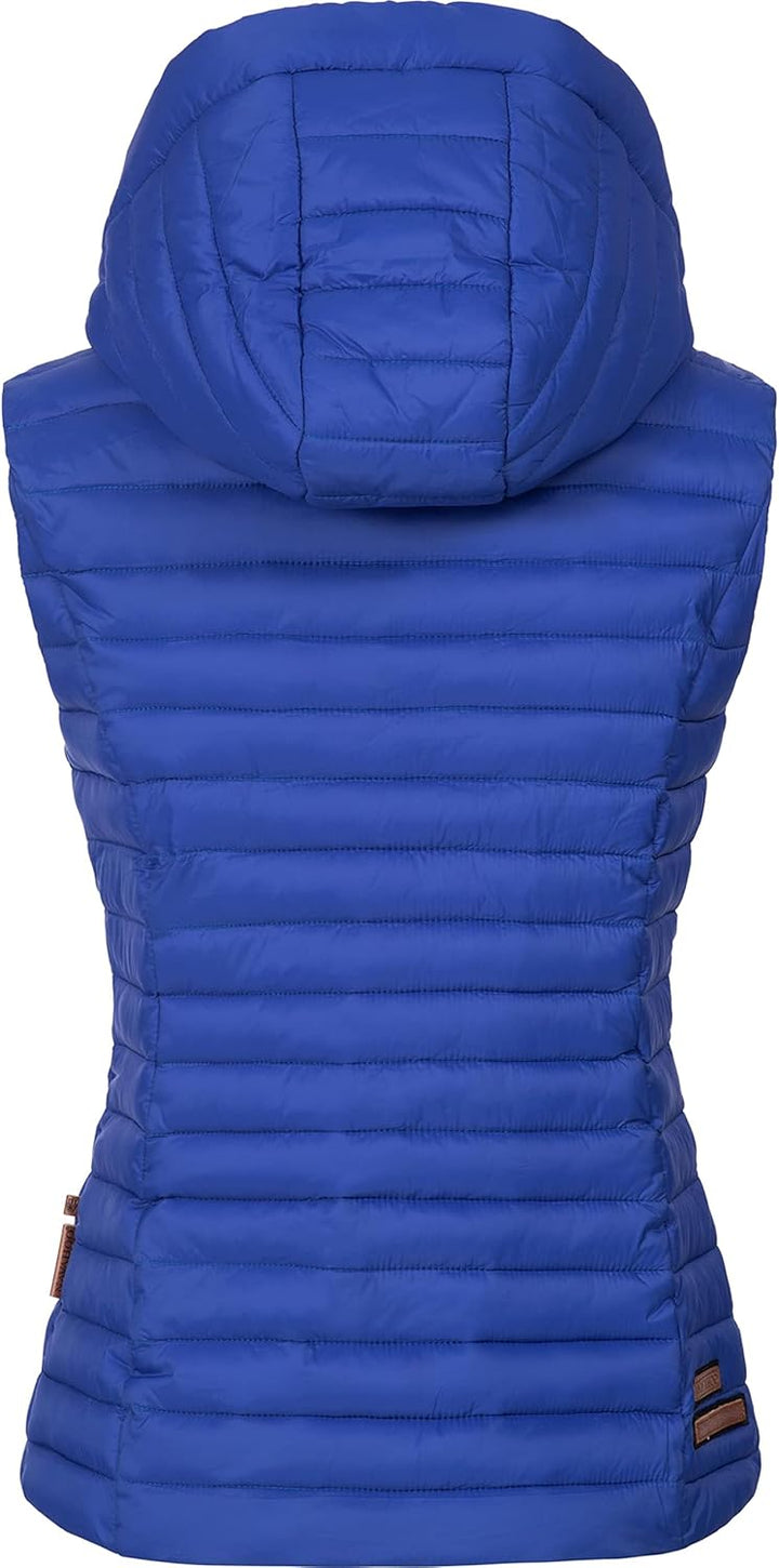 Navahoo Damen Übergangsjacke leichte Steppweste mit Abnehmbarer Kapuze Shadaa XS-3XL XS Blau, XS Bla