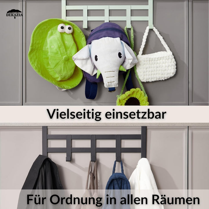 DEKAZIA® Türgarderobe Grün zum Einhängen – Bunte Kleiderhaken, Hakenleiste &amp; Garderobenhaken – Prakt