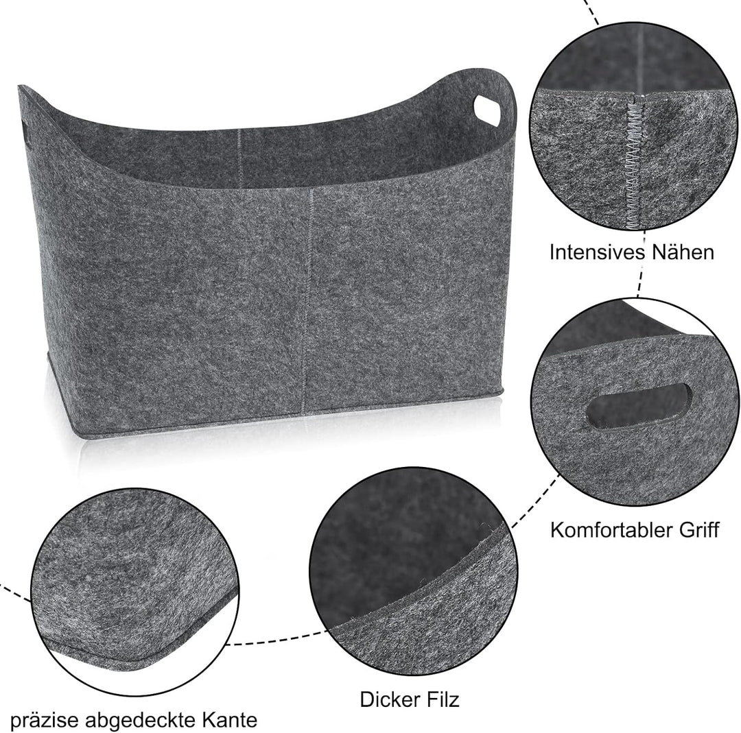 Froadp 2 Stück Filztasche Filzkorb für Kaminholz Einkaufstasche aus Filz Multifunktionale Filztasche
