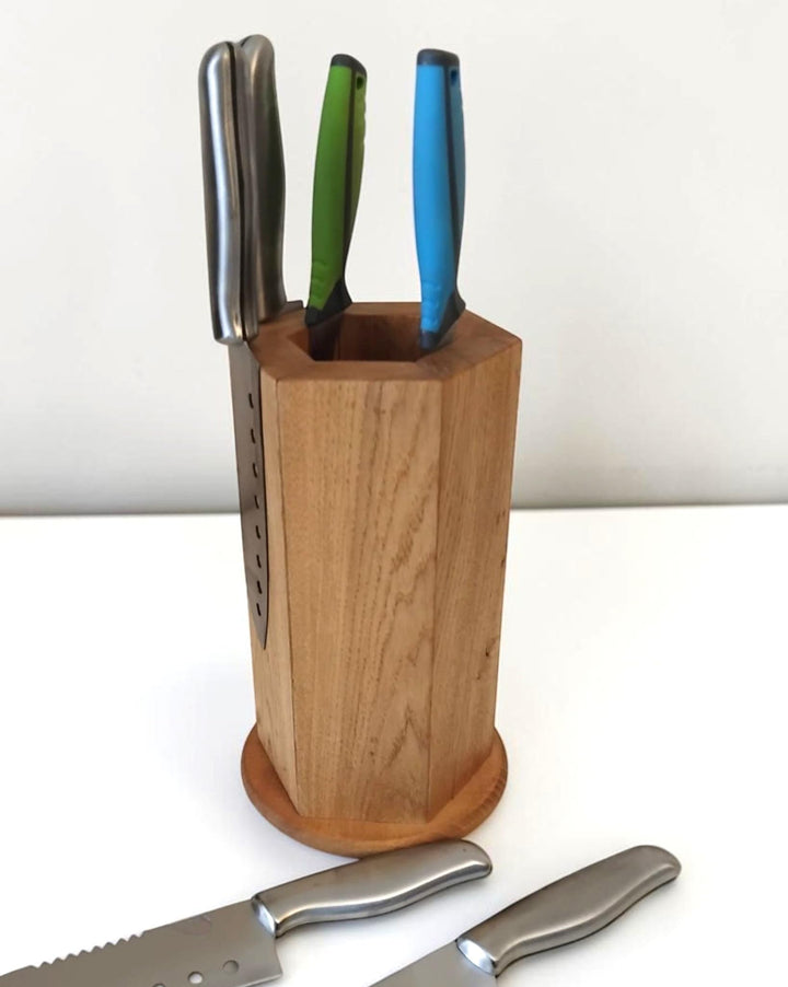 MAXARTI - Magnetischer Messerblock aus Eiche Holz für 12 Messer – ohne Messer, Magnet Messerhalter,