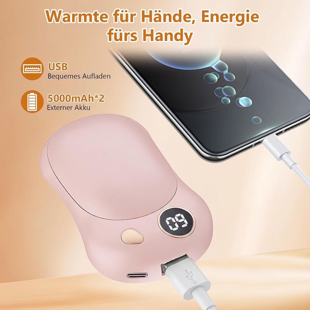 OKYUK Handwärmer 2 Pack, Magnetisches Handwärmer Elektrisch Wiederaufladbar mit 5000 mAh Akkukapazit