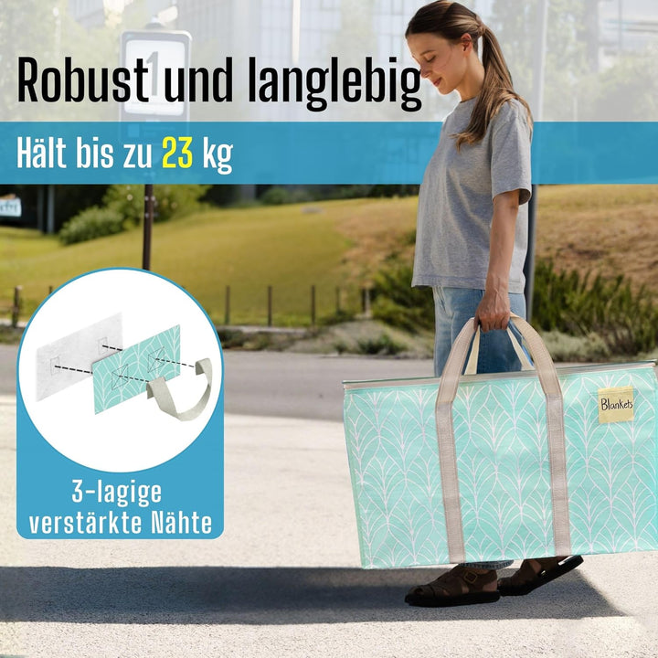 VENO 102 Liter Grosse Aufbewahrungstasche, Aufbewahrungsbox mit Deckel, Starke Griffe Umzugstaschen