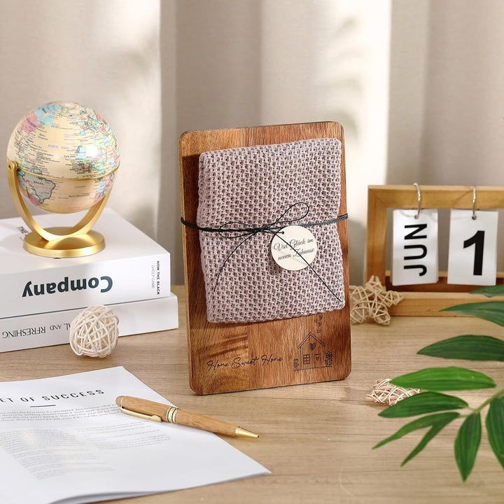 Xuniea Einweihungsgeschenk Holz Schneidebrett Baumwolle Küchentuch Neues Zuhause Geschenk zum Einzug