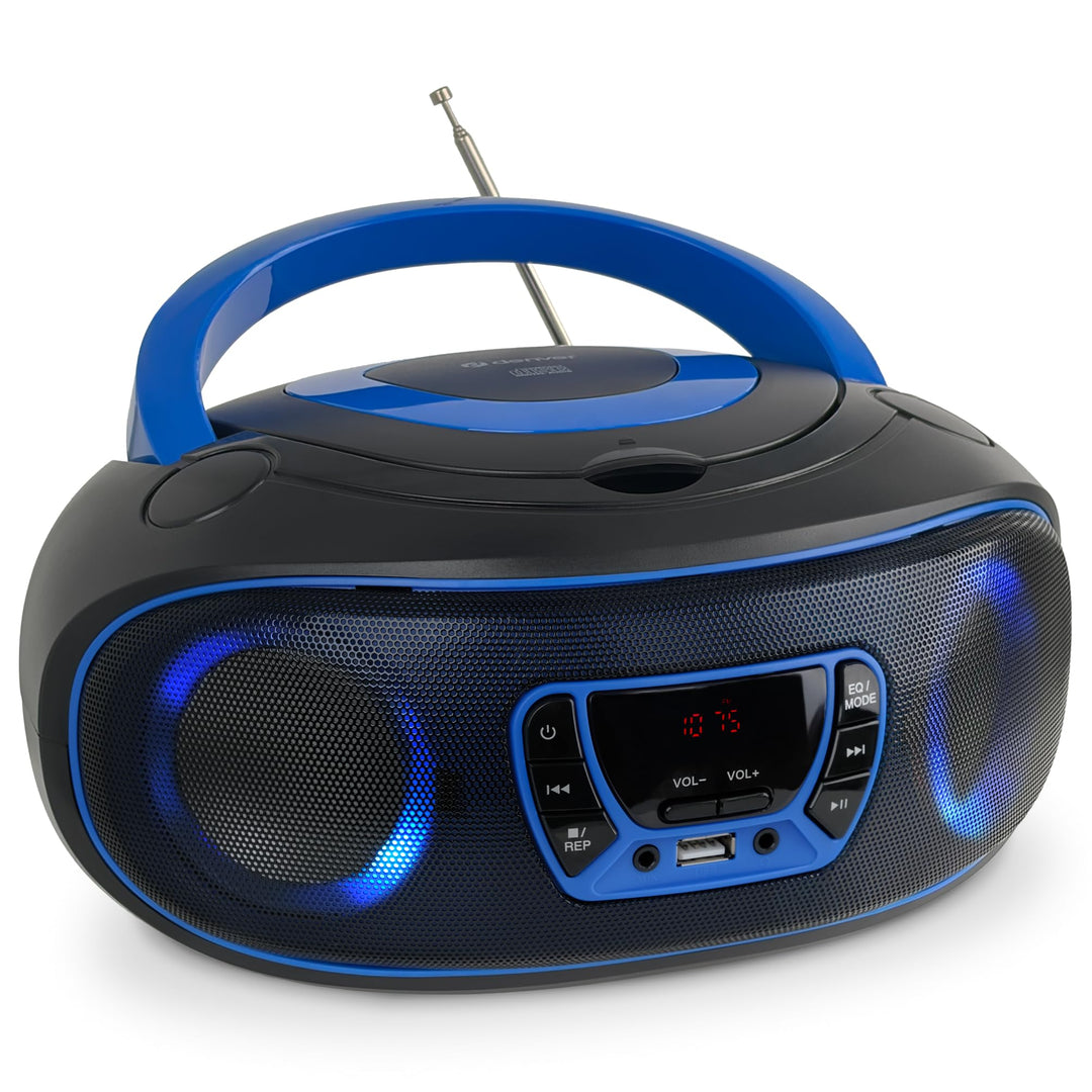 Denver TCL212BT Radio mit Bluetooth, Bluetooth Radio mit Lichteffekte, Tragbarer CD player, AUX, USB