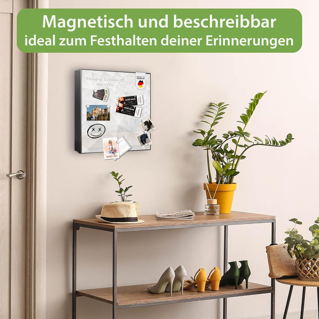 banjado® Grosser Schlüsselkasten Glas/Schlüsselbox 30cm x 30cm mit 50 Haken - Motiv Nautilus/Schlüss