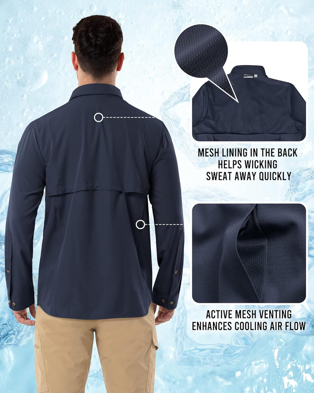 Herren Langarm Hemd Outdoor Hemd Männer Langarmhemd Schnelltrocknendes Leichtes Funktionshemd Atmung