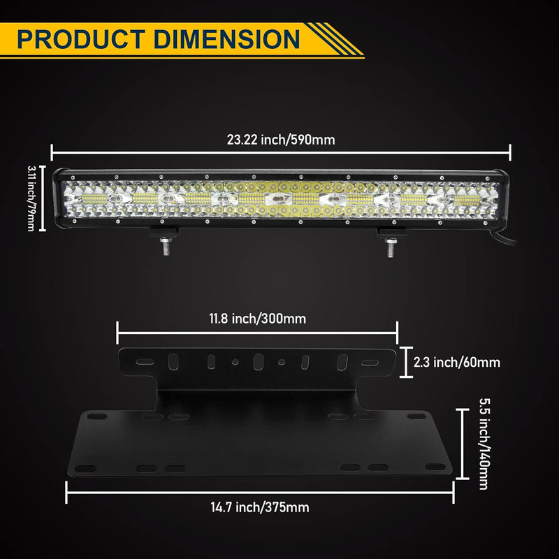 Willpower 23 Zoll 58CM 480W Led Arbeitsscheinwerfer Bar + Kennzeichenhalter + Kabelbaum Led Scheinwe