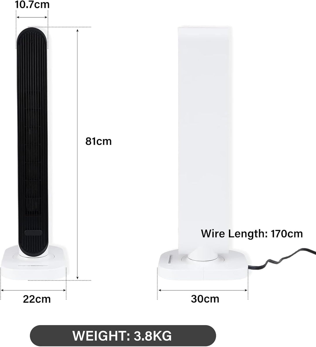 Simple Deluxe Heizlüfter Heizstrahler Elektrische Raumheizung Heizung Elektrisch mit Fernbedienung,1
