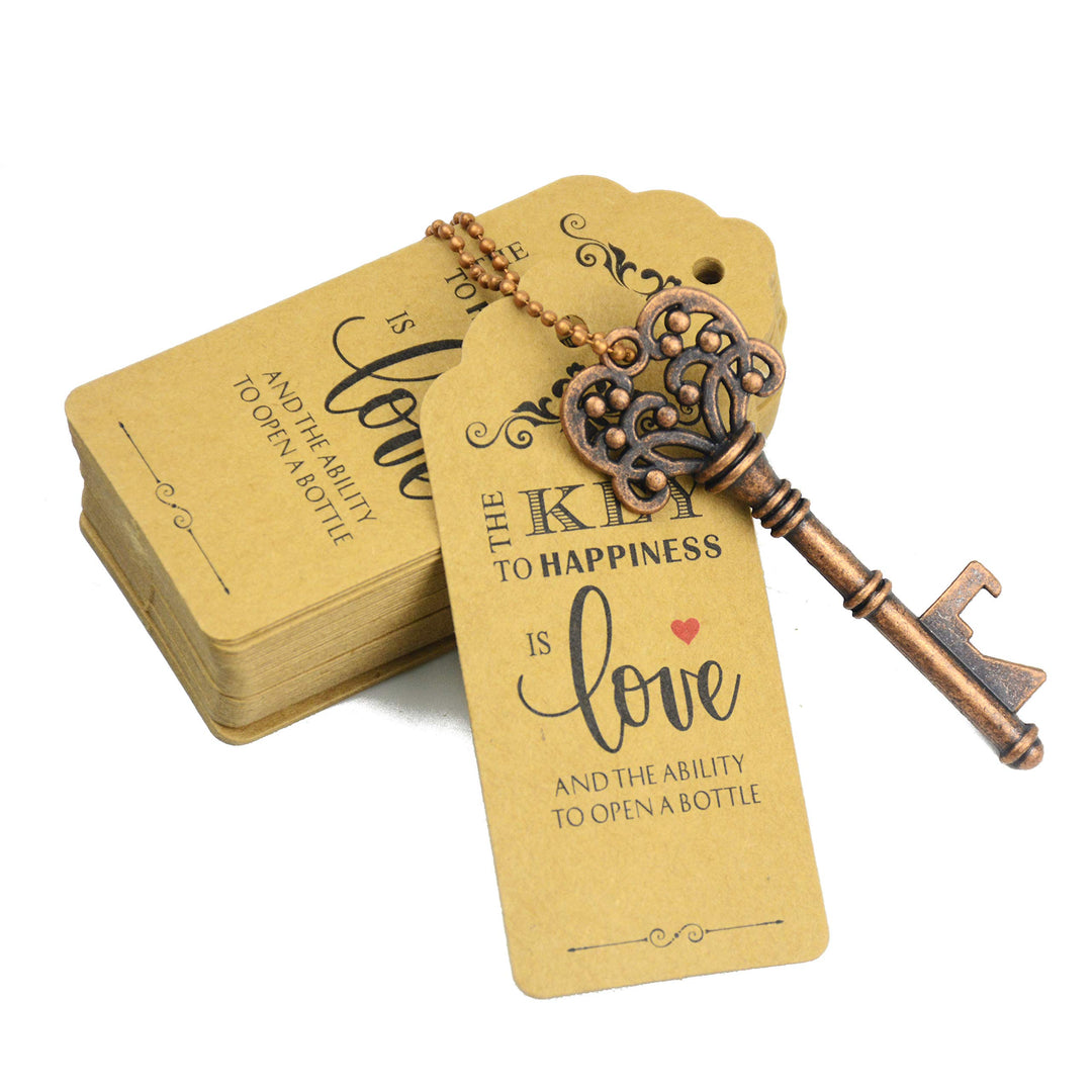 Aokbean 52pcs Vintage Skelett Schlüssel Flaschenöffner Hochzeits Geschenk Set mit Danke Tag und Schl