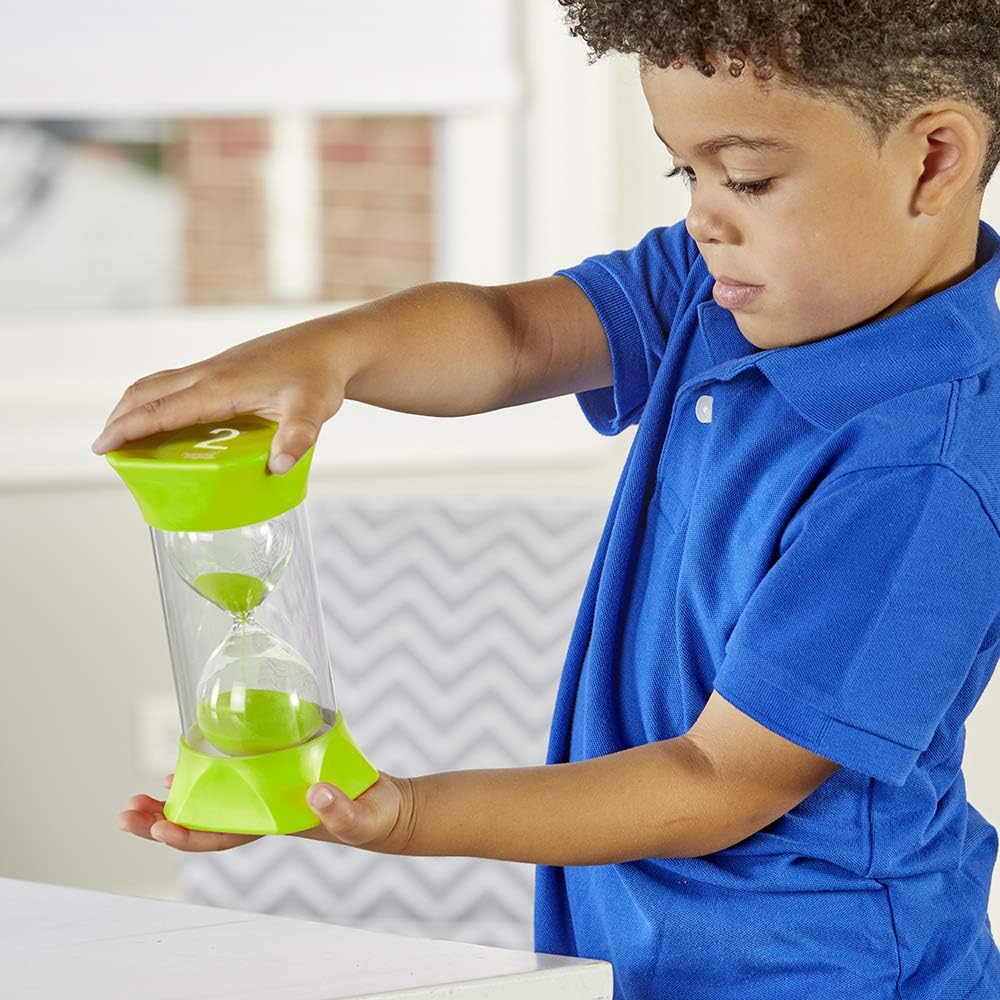 Learning Resources Jumbo-Sanduhr, 2-Minuten-Sanduhr mit gummierten weichen Endkappen, für ruhige Pau