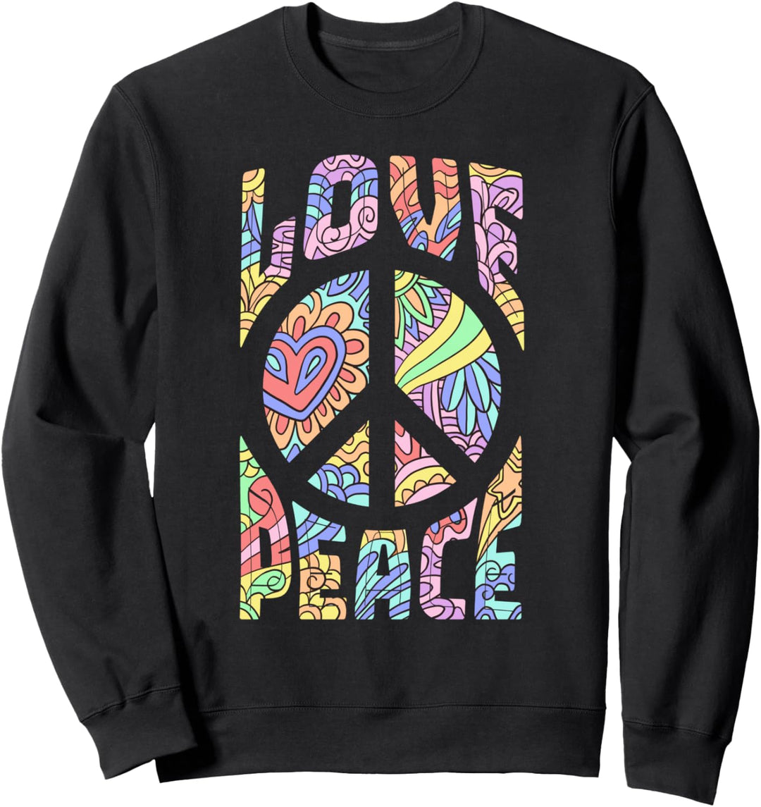 Retro Love Peace Sign Groovy 60s 70s Hippie Peace Lover Sweatshirt