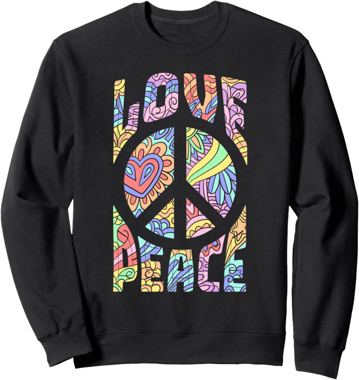 Retro Love Peace Sign Groovy 60s 70s Hippie Peace Lover Sweatshirt