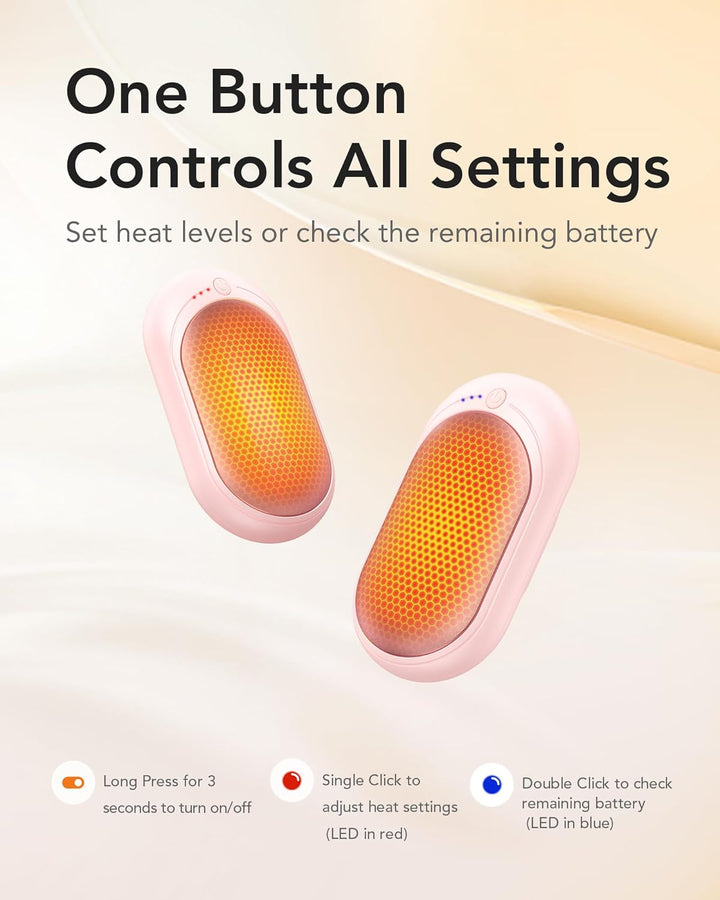 VEGER Handwärmer, Wiederaufladbar Taschenwärmer 2er-Pack mit 3 Stufen, Schnelle Wärme, Handlich & Pr