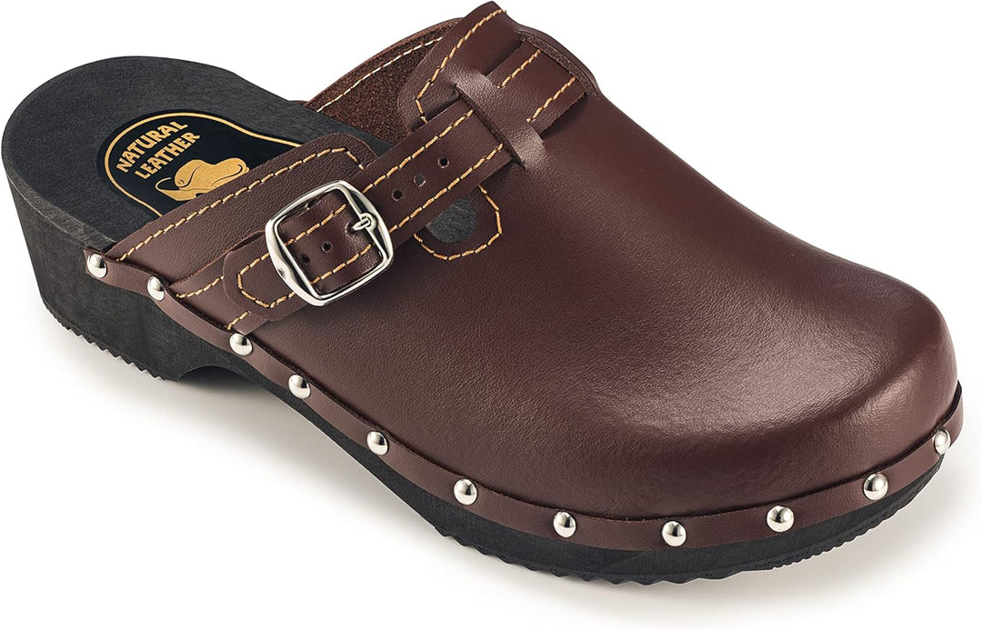 ESTRO Clogs Damen Holz Leder - Clogs Herren Holzschuhe Herren Holzclogs Damen mit rutschfest Sohle C