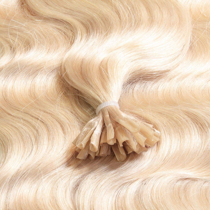 hair2heart Premium Extensions Echthaar Bondings Gewellt - 50 Strähnen 1g 60cm 10/0 hell-lichtblond #
