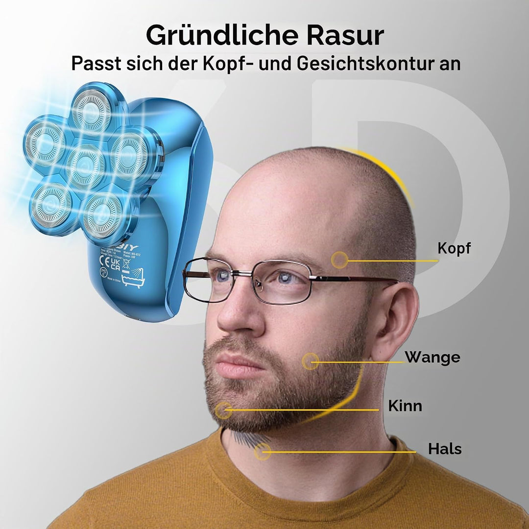 Glatzen Rasierer Herren, Ersatz-Scherkopf für Glatzen Rasierer, Kibiy 6D Ersatzkopf für Kopfrasierer