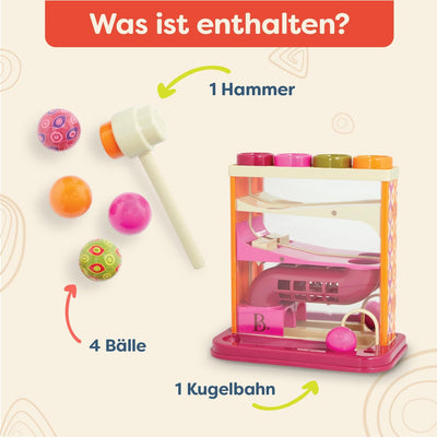 B. toys Kugelbahn Motorikspielzeug – Hammerspiel mit Hammer und 4 Kugeln – Lernspielzeug Hämmerchens