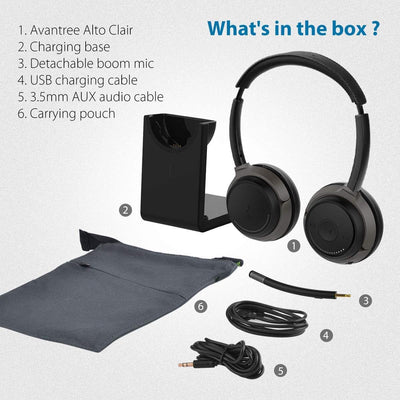 Avantree Bluetooth 5.0 Kopfhörer mit Abnehmbaren Mikro & Ladeständer, aptX HD Kabelloses Headset für