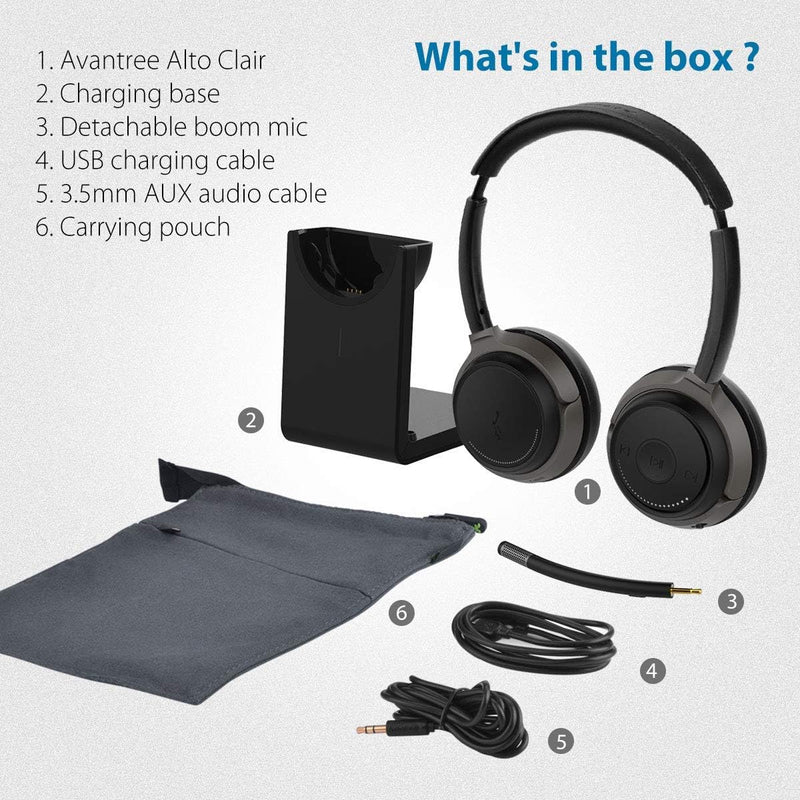 Avantree Bluetooth 5.0 Kopfhörer mit Abnehmbaren Mikro & Ladeständer, aptX HD Kabelloses Headset für