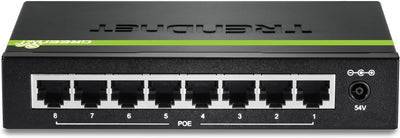 TRENDnet TPE-TG80G 8-Port-Gigabit-PoE + -Switch 8 x Gigabit-PoE + -Ports, 123-W-PoE-Leistungsbudget,