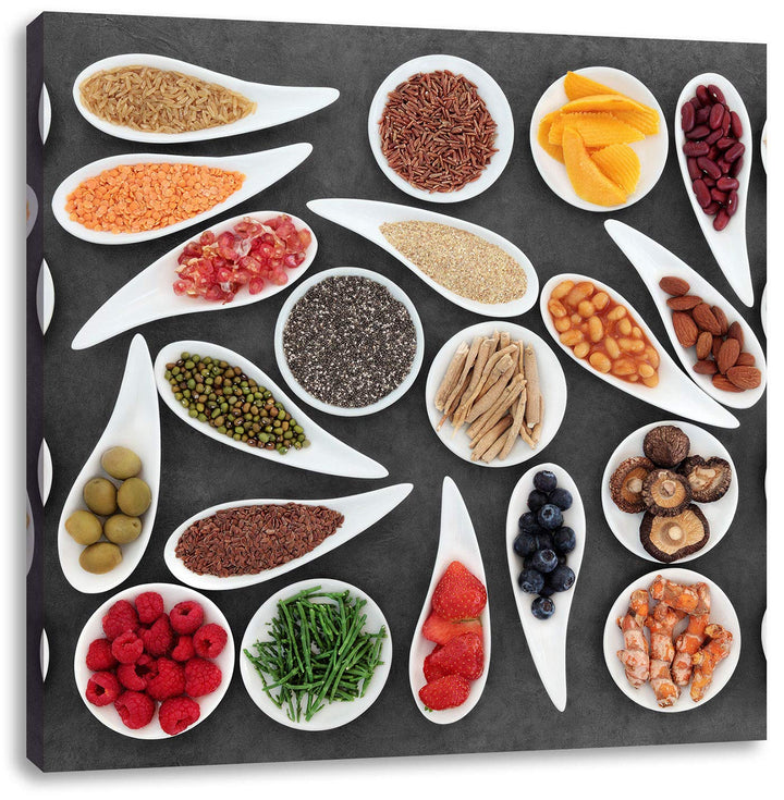 Pixxprint Früchte und Hülsenfrüchte als Leinwandbild Quadratisch/Grösse: 70x70 / Wandbild/Kunstdruck