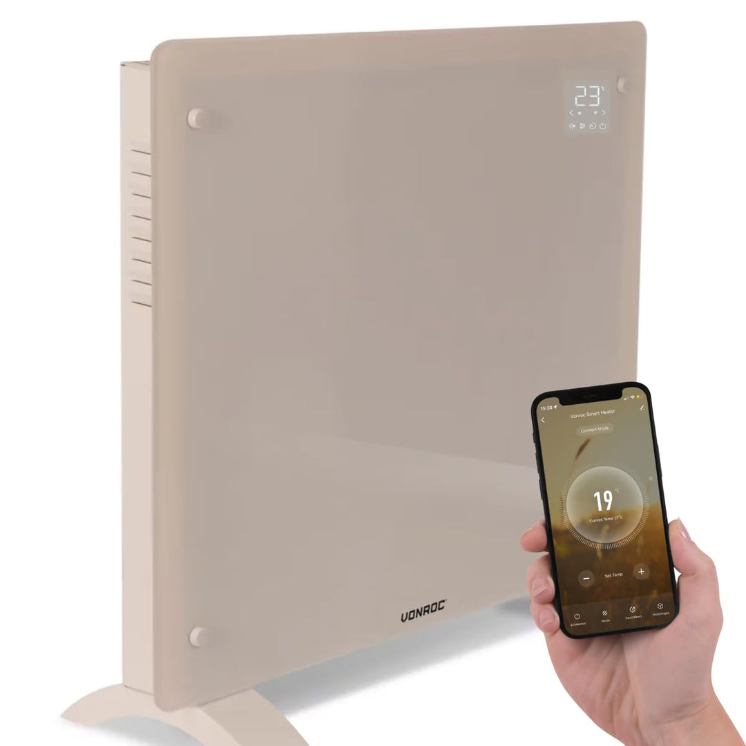 VONROC Elektroheizung energiesparend 1000W - Konvektor Heizung [12qm Räume] - Mobile Elektrische Hei