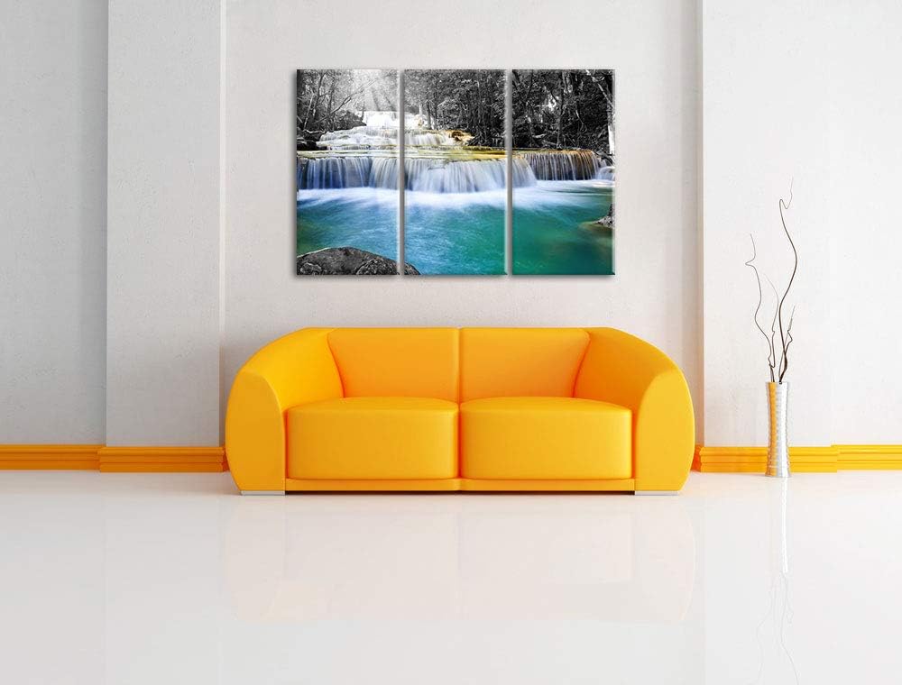 Pixxprint Wilder Bach im Urwald als Leinwandbild | Grösse: 3 Teilig (120x80) | Wandbild| Kunstdruck