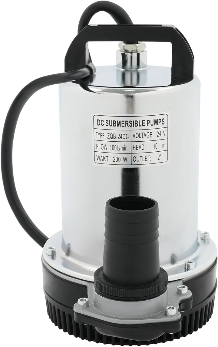 Tauchpumpe 24V 200W Edelstahl Schmutzwasserpumpe 100L/min 10m Förderhöhe 3000 U/min IP56 leise 20–30