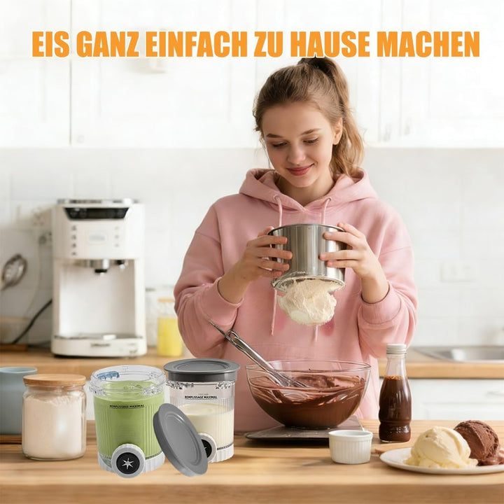 ASOFTY 2 Stück Behälter für Ninja Swirl, 480ml Eisbehälter Becher mit Deckel Kompatibel mit Ninja Cr
