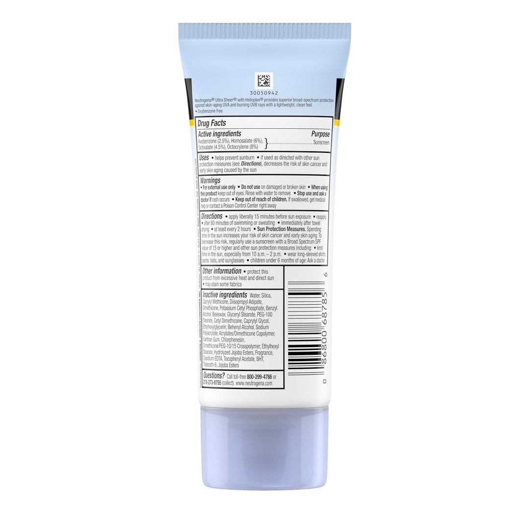 2x Neutrogena Ultra Sheer Sunblock SPF 30 (Sonnenschutz Lotion, wasserfest) aus USA