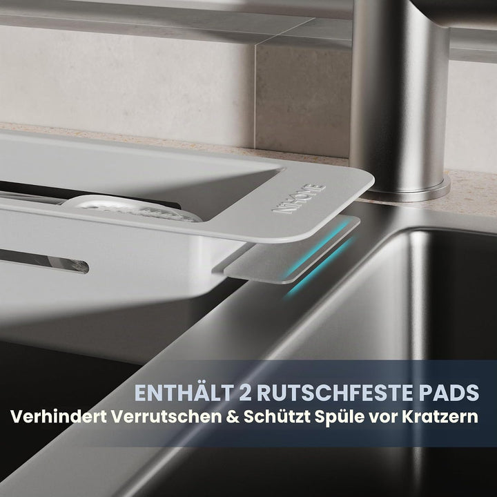 NiHome Ausziehbarer Spülbecken Organizer, teleskopischer Küchen Organizer mit rutschfesten Pads, ver