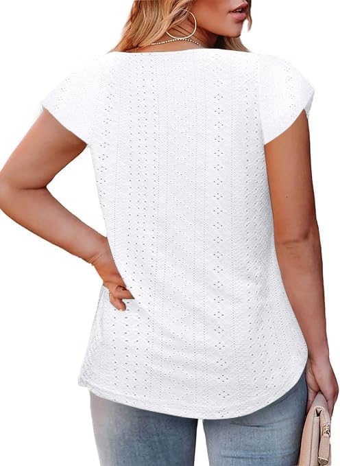 tiorhooe Grosse Grössen T-Shirts Damen V-Ausschnitt Plus Size Mode Strick Top Sommer Oversize Frauen