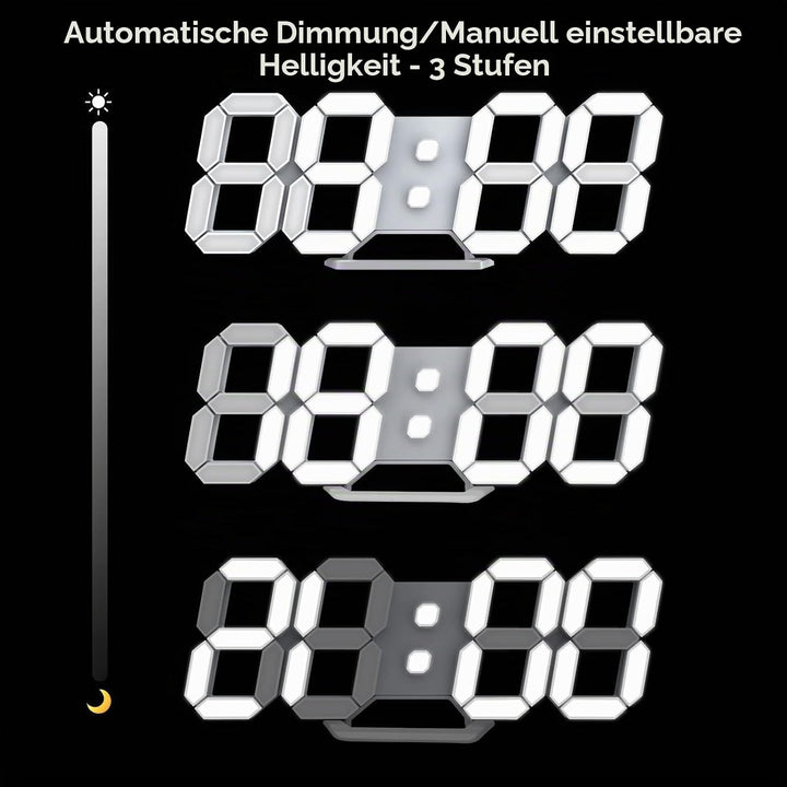 Deeyaple LED Wanduhr Digital Wecker 3D Uhr Dimmbar Snooze Modern USB 12/24Stunden Datum Temperaturan