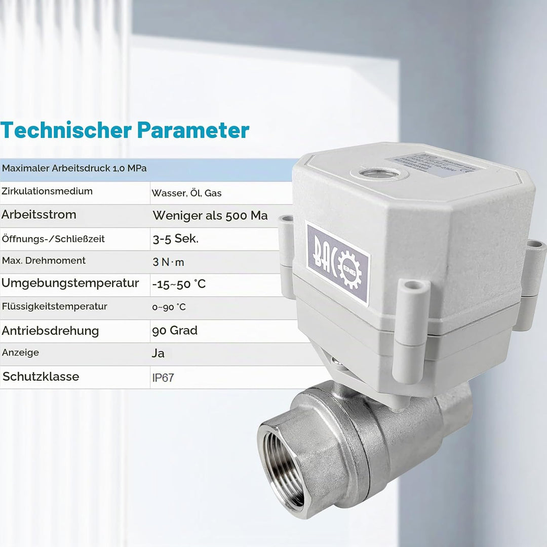 BACOENG AC110/230V 2 Wege 1" Edelstahl Motorkugelhahn Elektrische Zonenventil mit Stecker NC 1" Edes