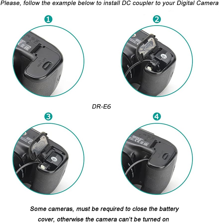 NP-F Akku-Adapterplatte mit Dummy-Akku DR-E6 LP-E6 LP-E6N für Canon EOS 5D Mark II III 6D 70D 5DSR 7