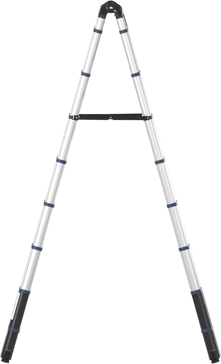 WORHAN® 5m TELESKOPLEITER 2 in 1 ANLEGELEITER KLAPPLEITER ALU TELESKOP LEITER MULTIFUNKTTIONS LEITER