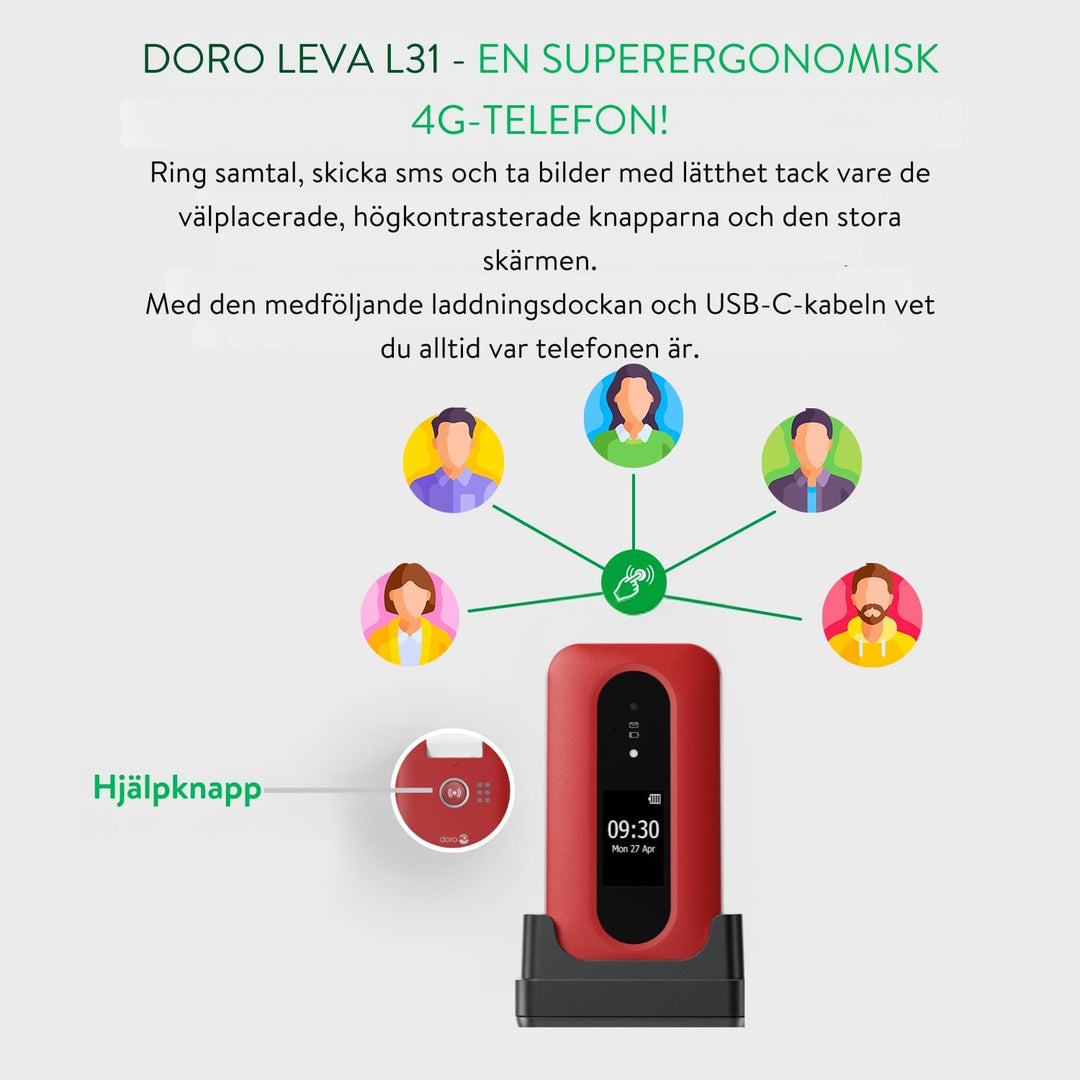 Doro Leva L31 7,11 cm [2.8] 142,7 g Rosso, Bianco Telefono cellulare basico (DORO funktionstelefon -